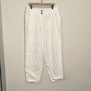 Boden white linen pants with double button closure